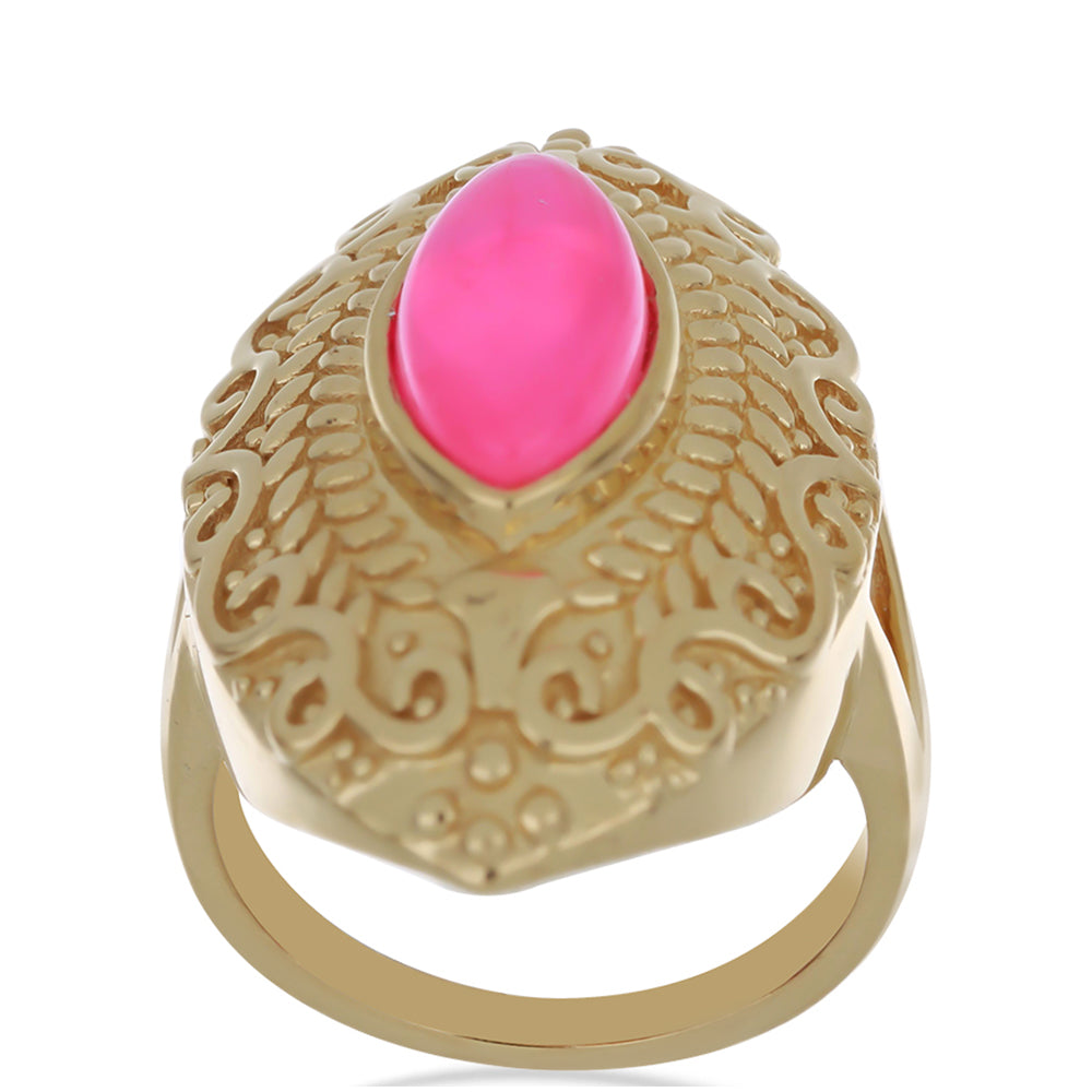 Goldplattierter Silberring mit rosa äthiopischem Opal aus Lega Dembi