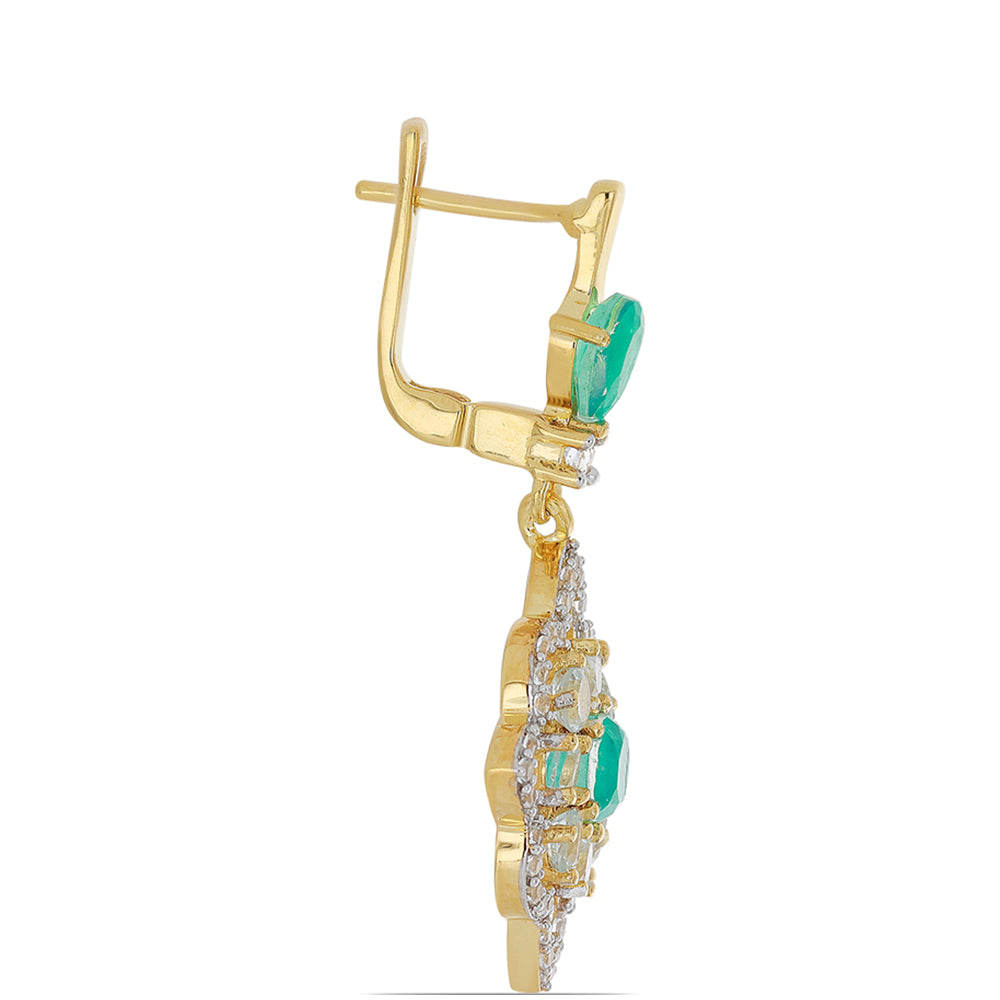 Goldplattierte Silberohrringe mit Paraiba Quarz und weißem Topas 2