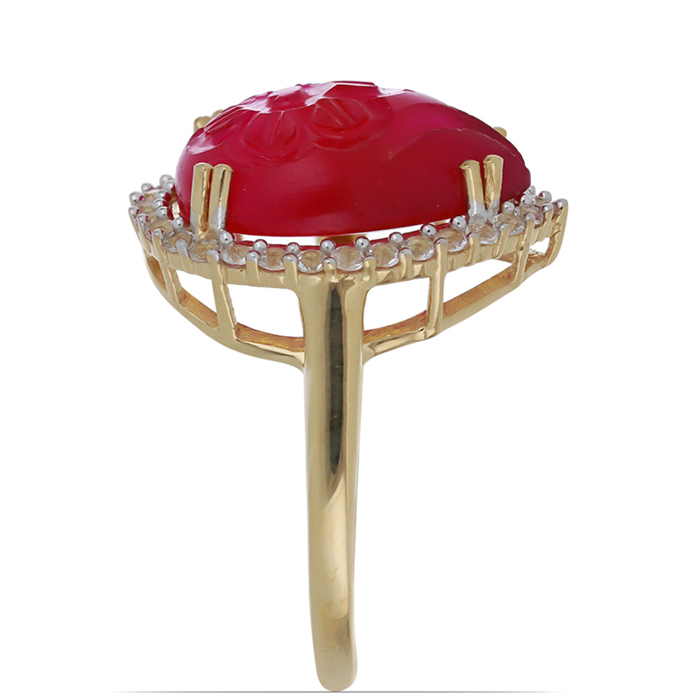 Goldplattierter Silberring mit weißem Topas