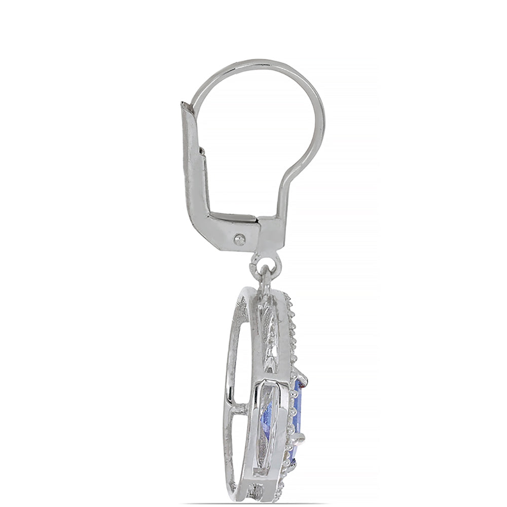 Silberohrringe mit Tansanit und weißem Topas