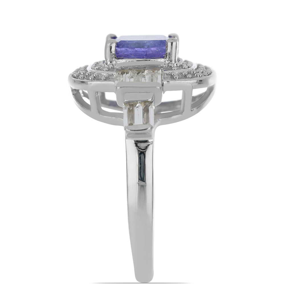 Silberring mit Tansanit und weißem Topas