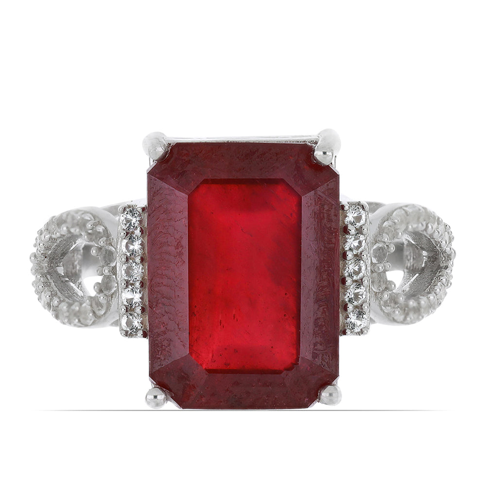 Silberring mit Rubin aus Madagaskar und weißem Topas 1