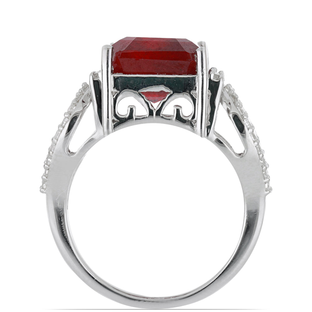 Silberring mit Rubin aus Madagaskar und weißem Topas 2