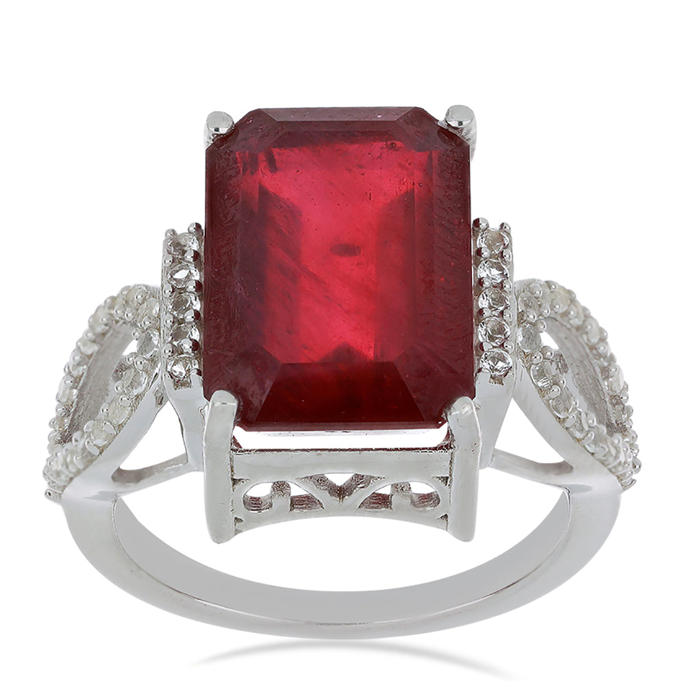 Silberring mit Rubin aus Madagaskar und weißem Topas 3