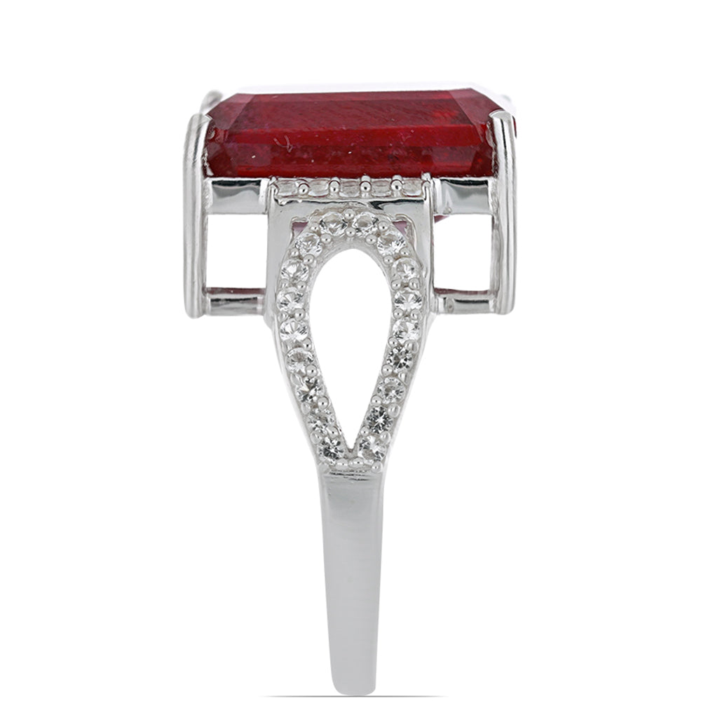 Silberring mit Rubin aus Madagaskar und weißem Topas 4