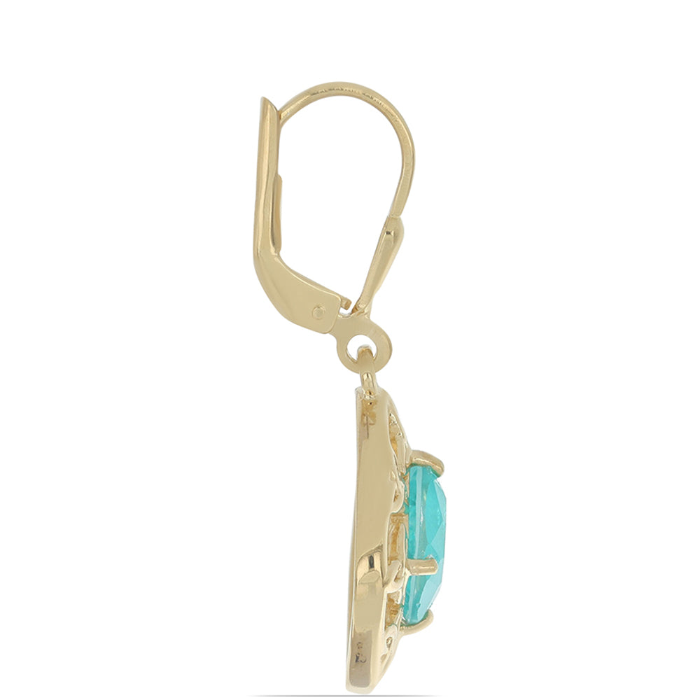Goldplattierte Silberohrringe mit Paraiba Quarz 2