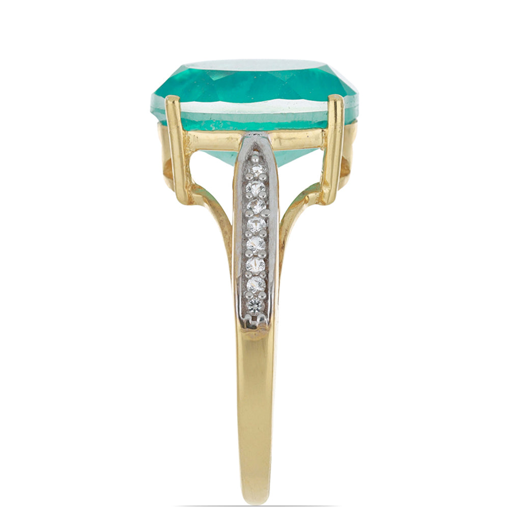 Goldplattierter Silberring mit Paraiba Quarz und weißem Topas