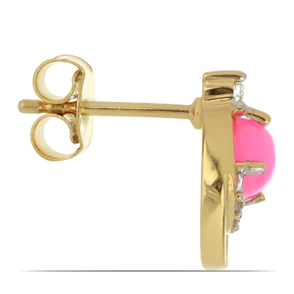 Goldplattierte Silberohrringe mit rosa äthiopischem Opal aus Lega Dembi und weißem Topas 2