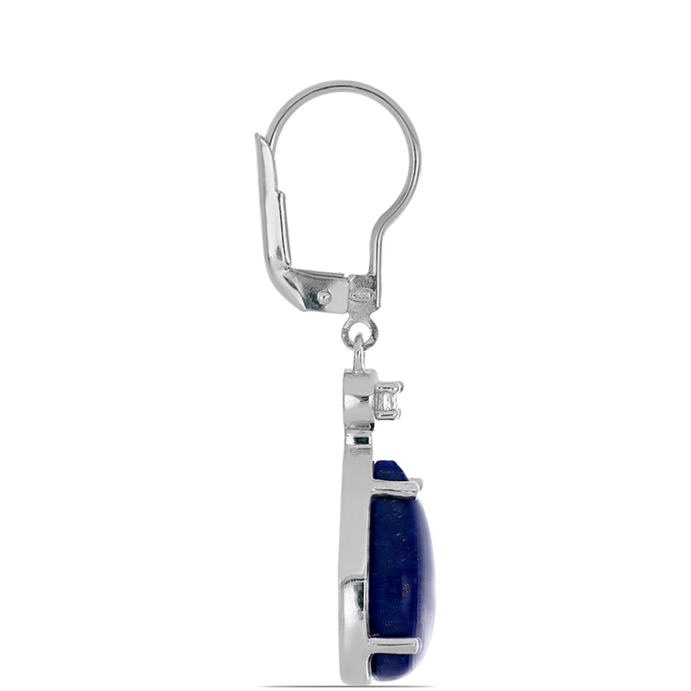 Silberohrringe mit Lapislazuli aus Badakhshan und weißem Topas