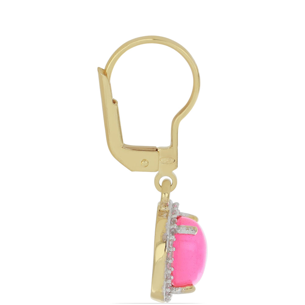 Goldplattierte Silberohrringe mit rosa äthiopischem Opal aus Lega Dembi und weißem Topas 2