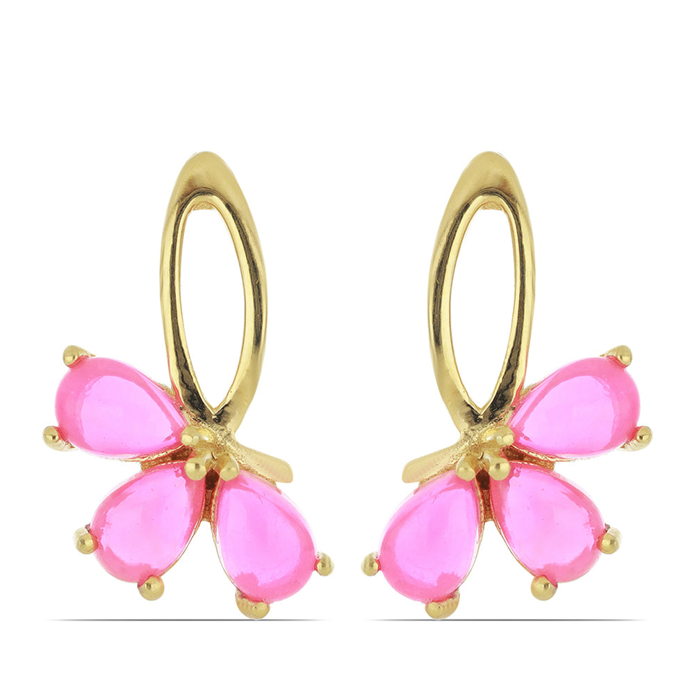 Goldplattierte Silberohrringe mit rosa äthiopischem Opal aus Lega Dembi 1