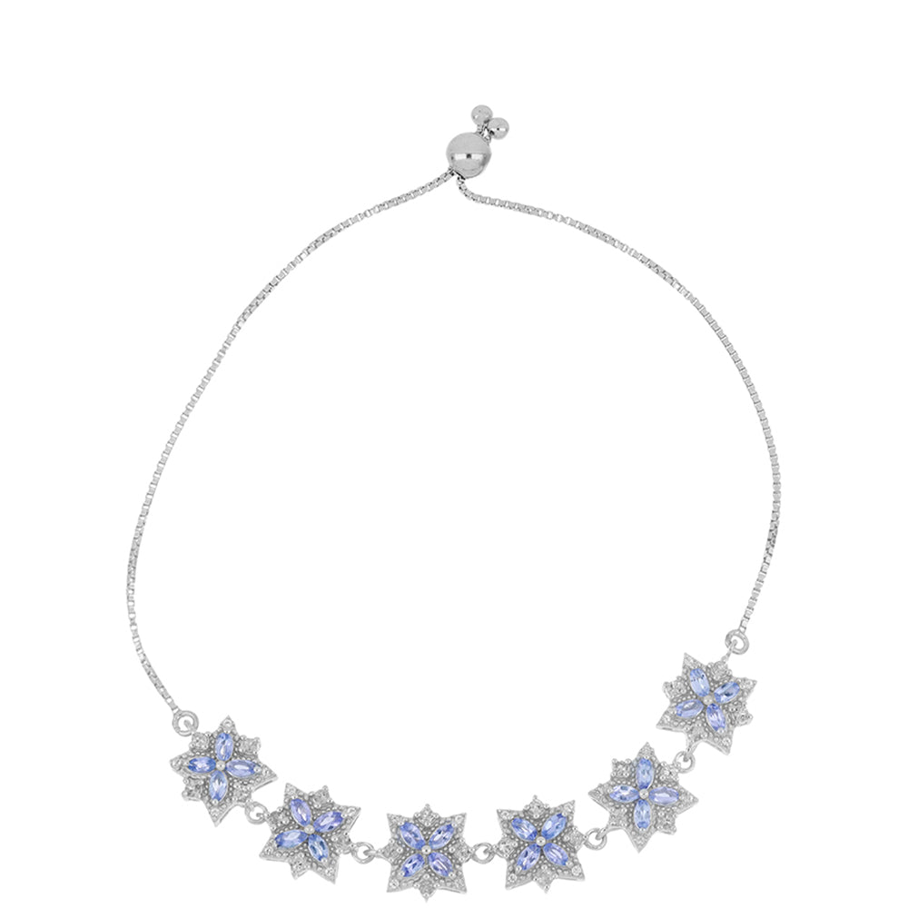 Silberarmband mit Tansanit und weißem Topas