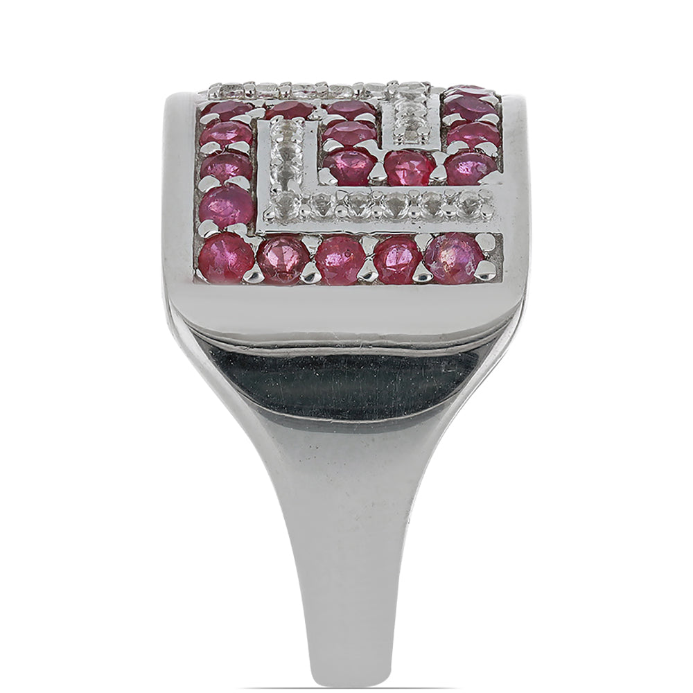 Silberring mit Rubin aus Madagaskar und weißem Topas