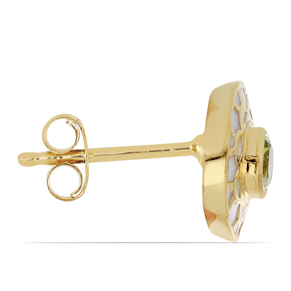 Goldplattierte Silberohrringe mit Emaille und Peridot aus Changbai 2