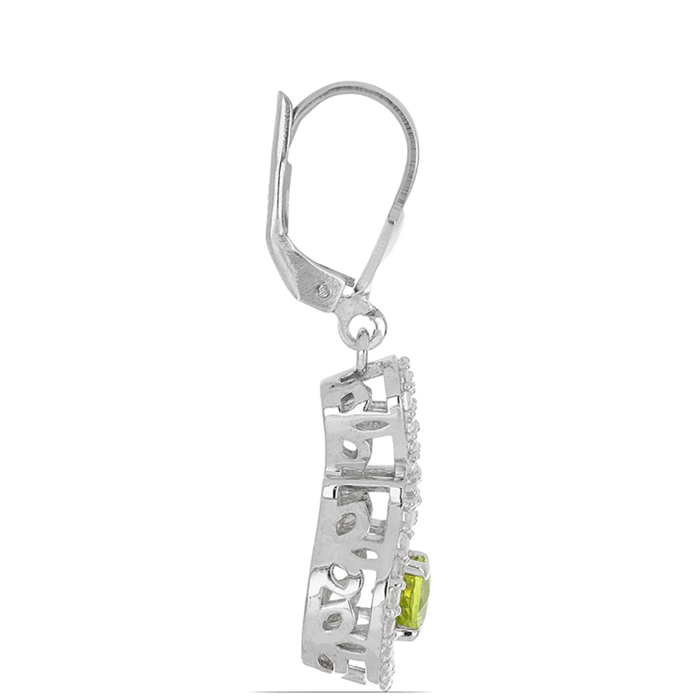 Silberohrringe mit Peridot aus Changbai und weißem Topas