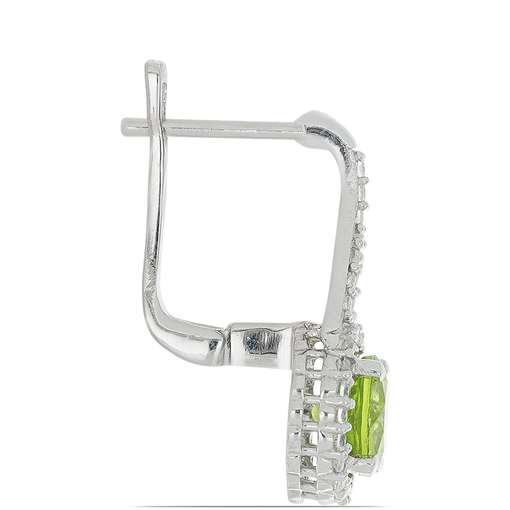 Silberohrringe mit Peridot aus Changbai und weißem Topas