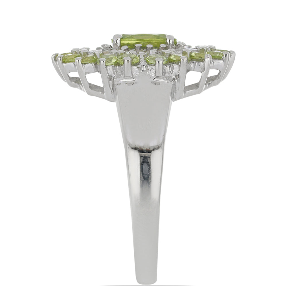 Silberring mit Peridot aus Changbai und weißem Zirkon