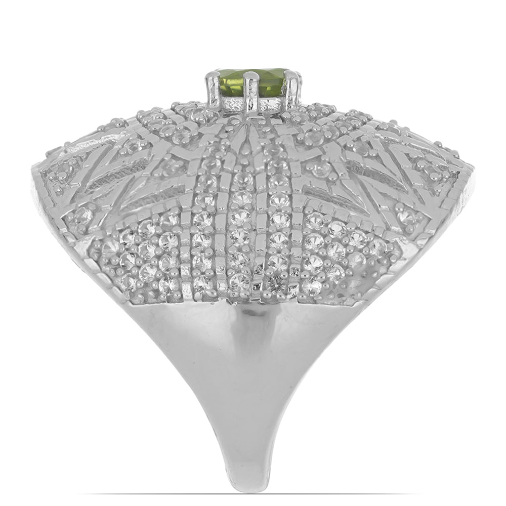Silberring mit Peridot aus Changbai und weißem Topas