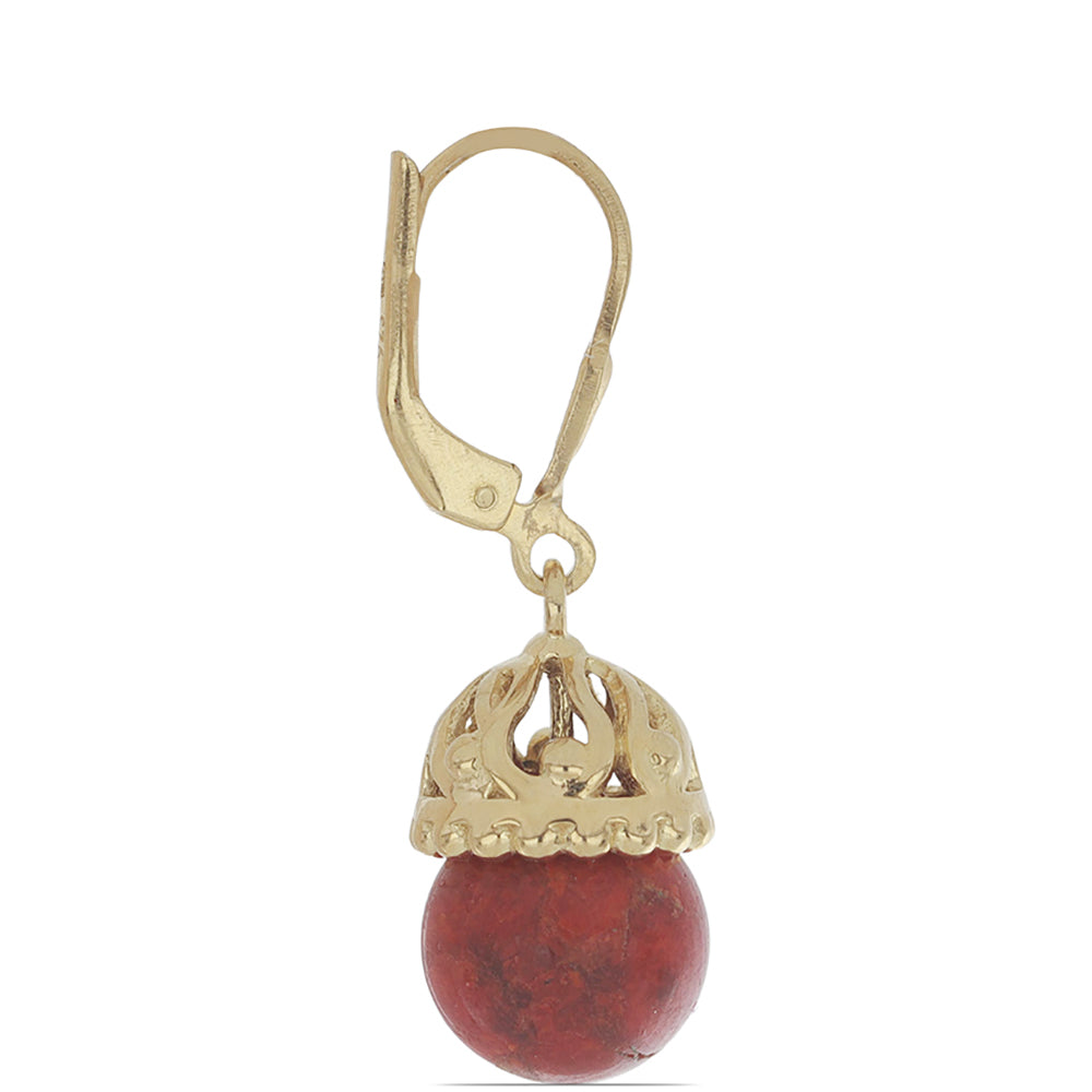 Goldplattierte Silberohrringe mit roter Schwammkoralle 2