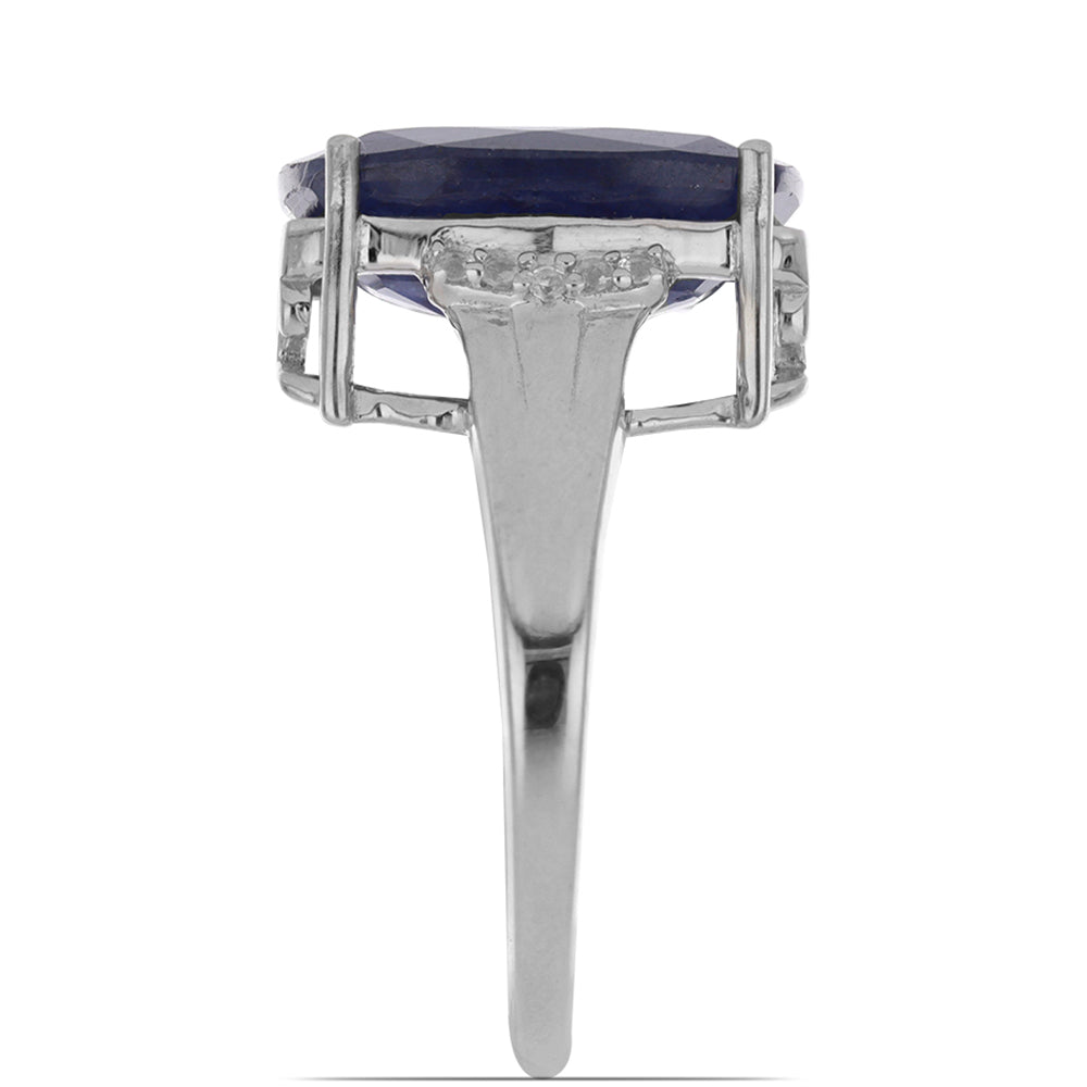 Silberring mit blauem Rosebery Saphir und weißem Topas 4