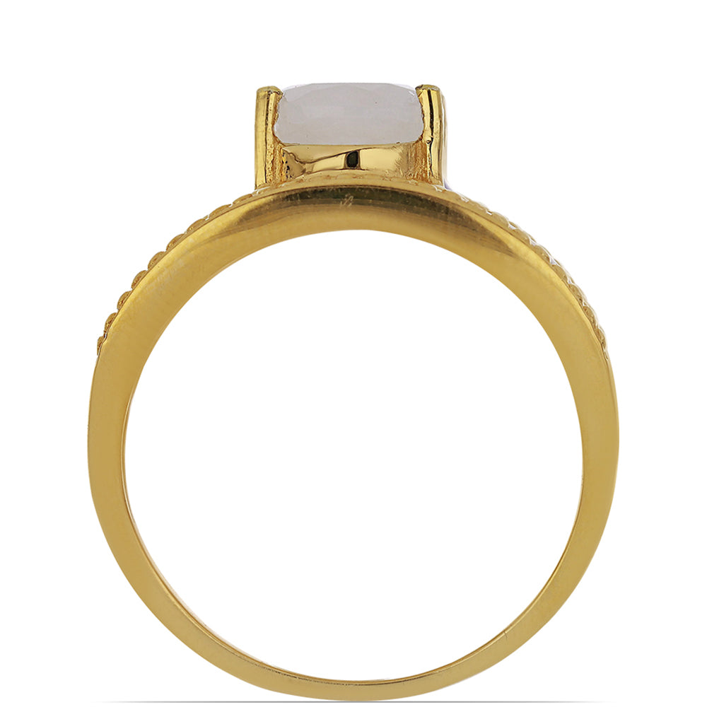Goldplattierter Silberring mit Emaille und Regenbogenmondstein