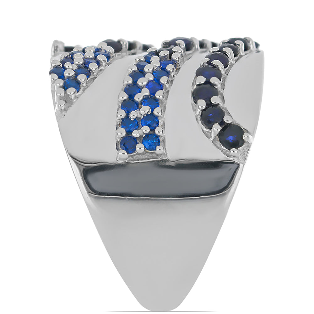 Silberring mit blauem Rosebery Saphir