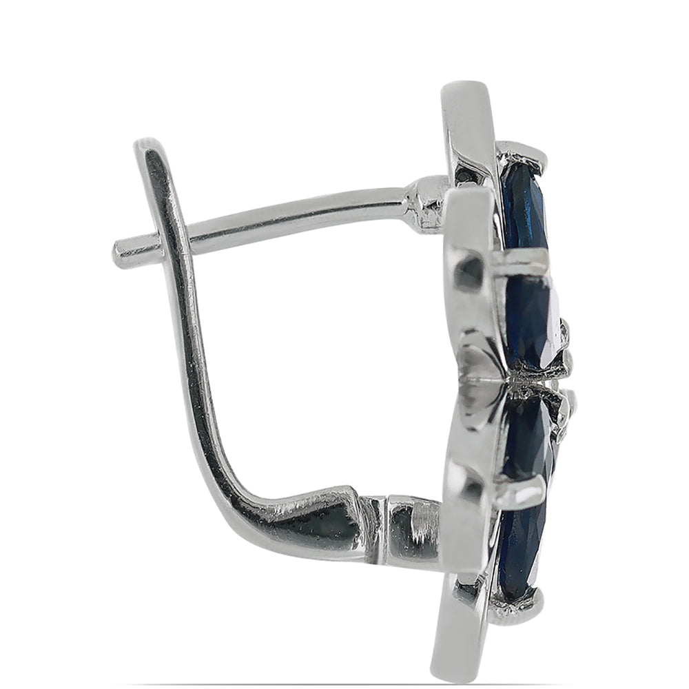 Silberohrringe mit blauem Rosebery Saphir und weißem Topas