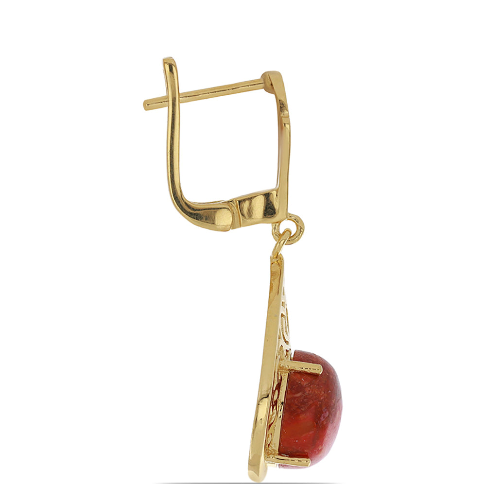 Goldplattierte Silberohrringe mit roter Schwammkoralle