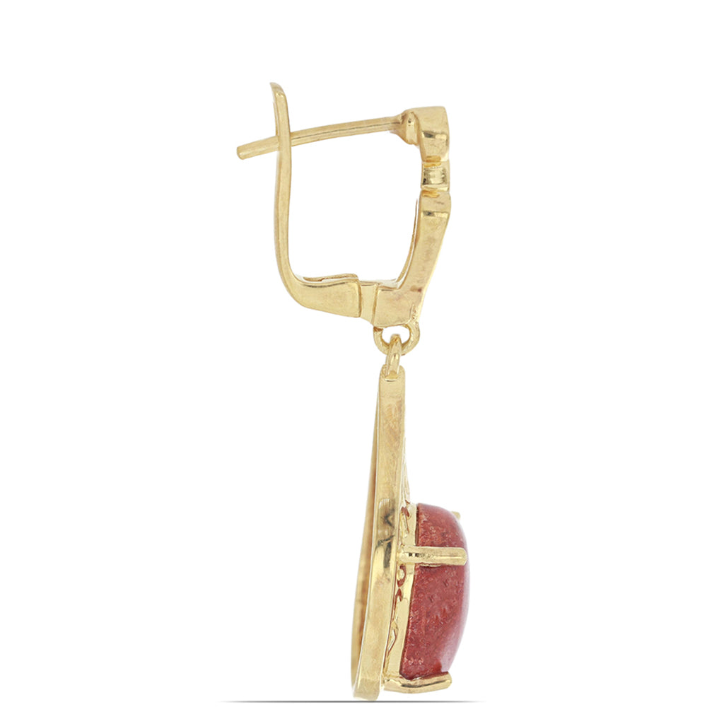 Goldplattierte Silberohrringe mit roter Schwammkoralle 2