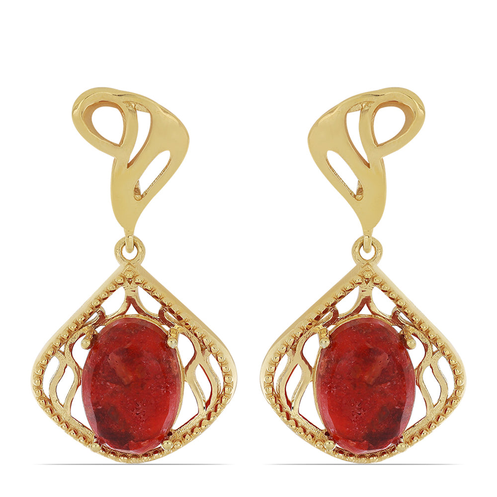 Goldplattierte Silberohrringe mit roter Schwammkoralle 1