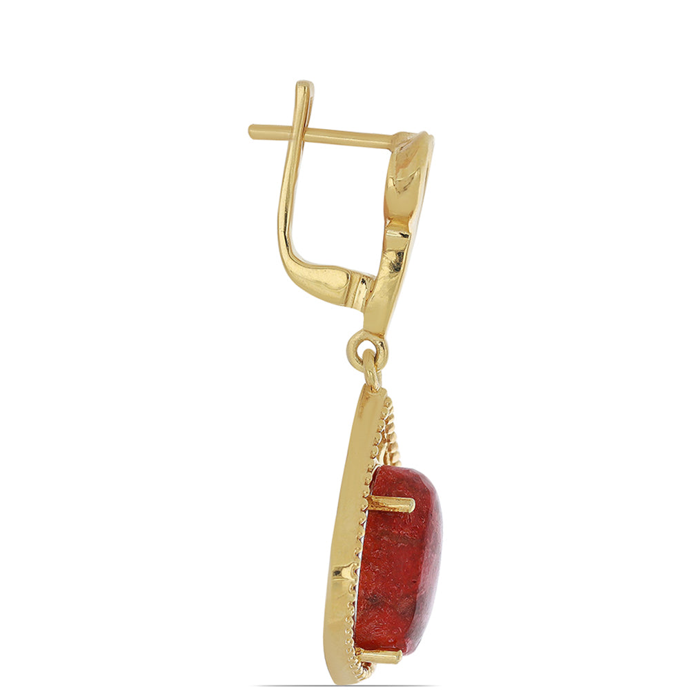 Goldplattierte Silberohrringe mit roter Schwammkoralle 2