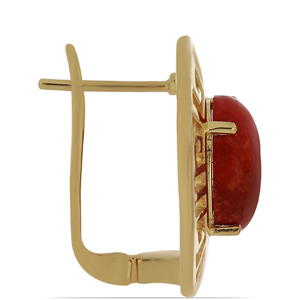 Goldplattierte Silberohrringe mit roter Schwammkoralle 2