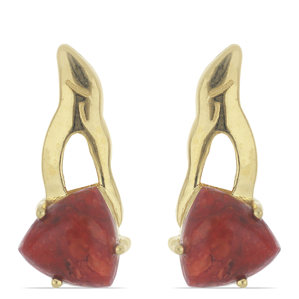 Goldplattierte Silberohrringe mit roter Schwammkoralle 1