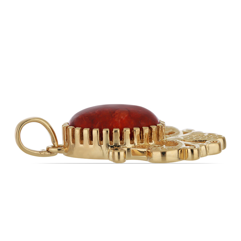 Goldplattierter Silberanhänger mit roter Schwammkoralle