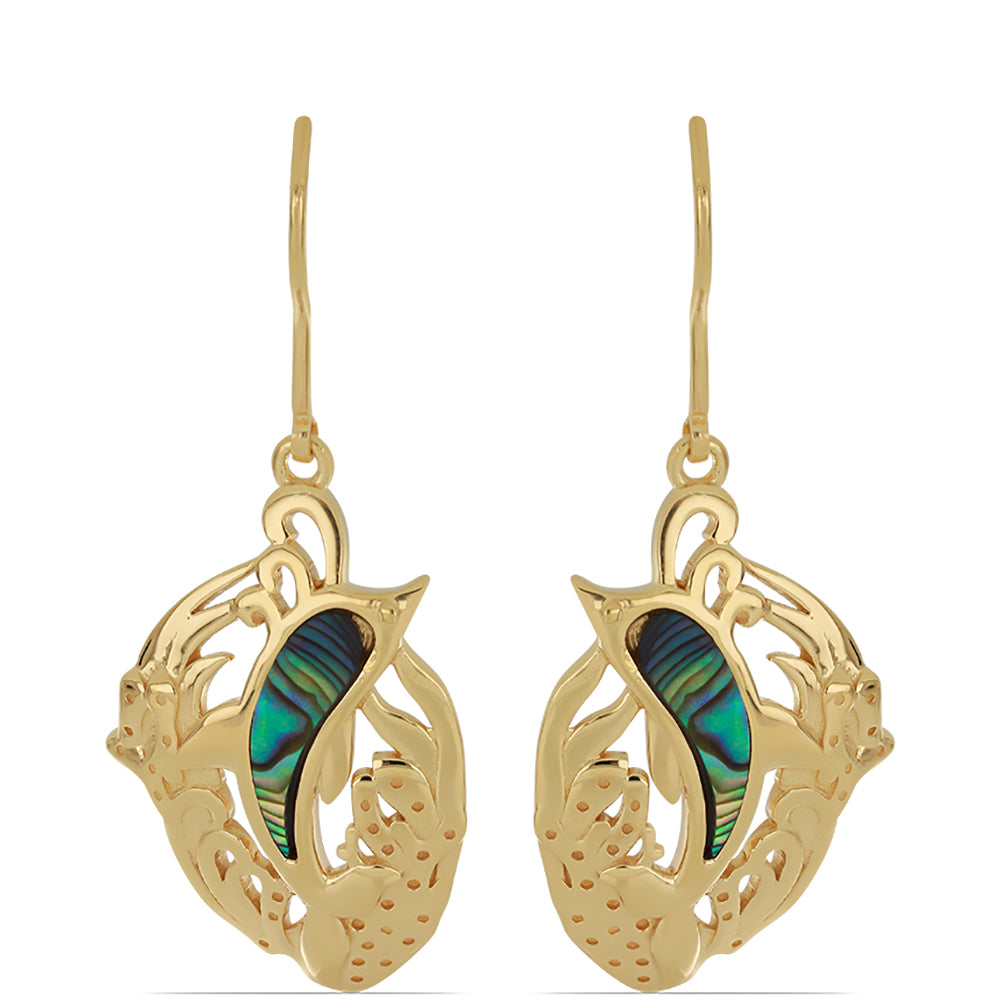 Goldplattierte Silberohrringe mit Paua Muschel 1