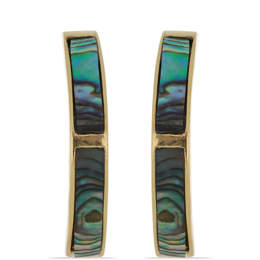 Goldplattierte Silberohrringe mit Paua Muschel 1