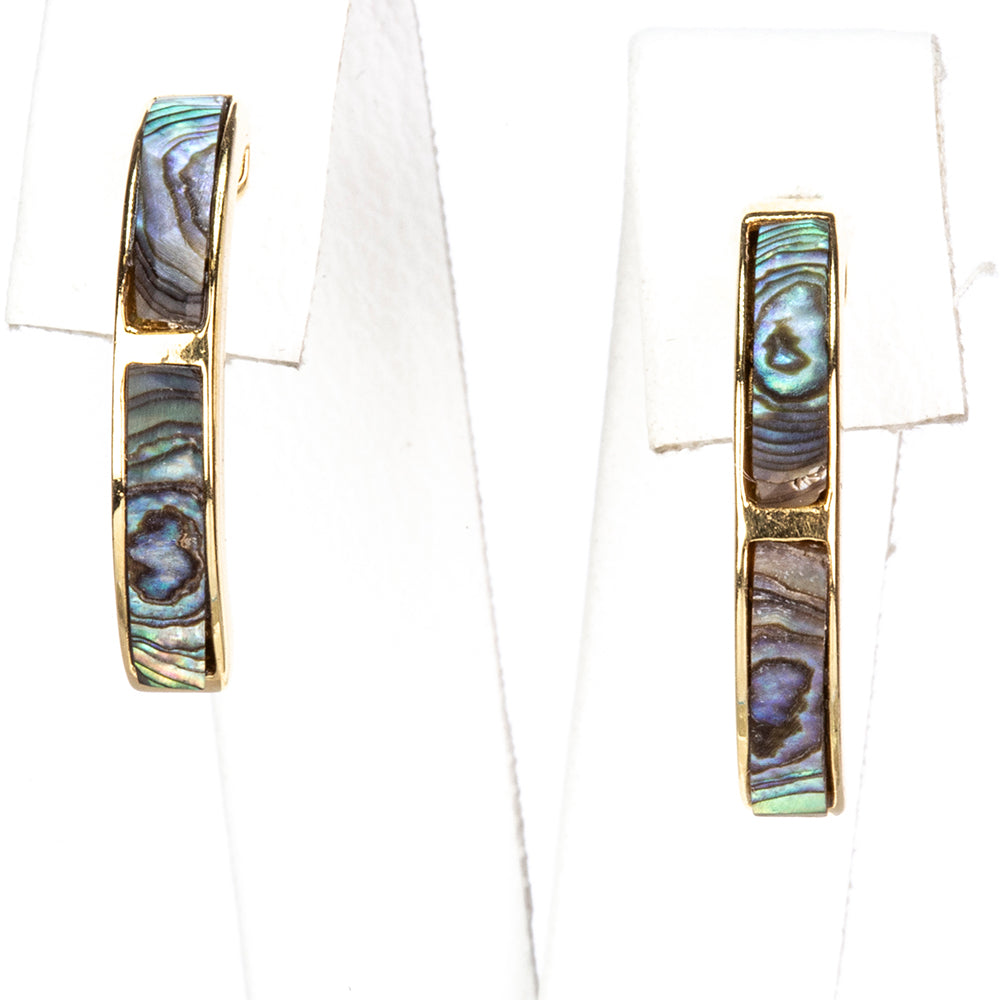 Goldplattierte Silberohrringe mit Paua Muschel 3