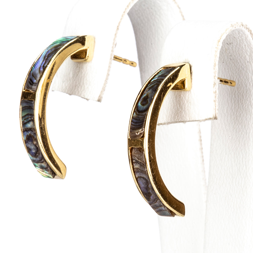 Goldplattierte Silberohrringe mit Paua Muschel 4