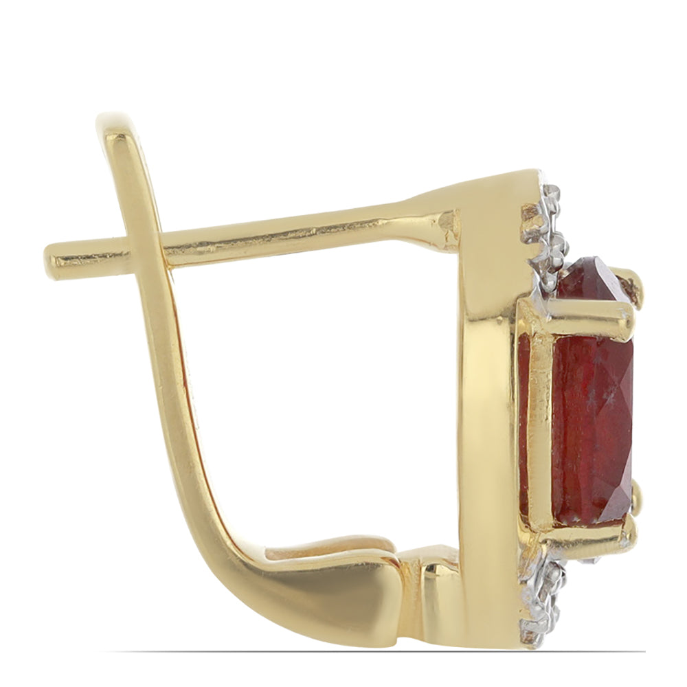 Goldplattierte Silberohrringe mit Rubin aus Madagaskar und weißem Topas 2