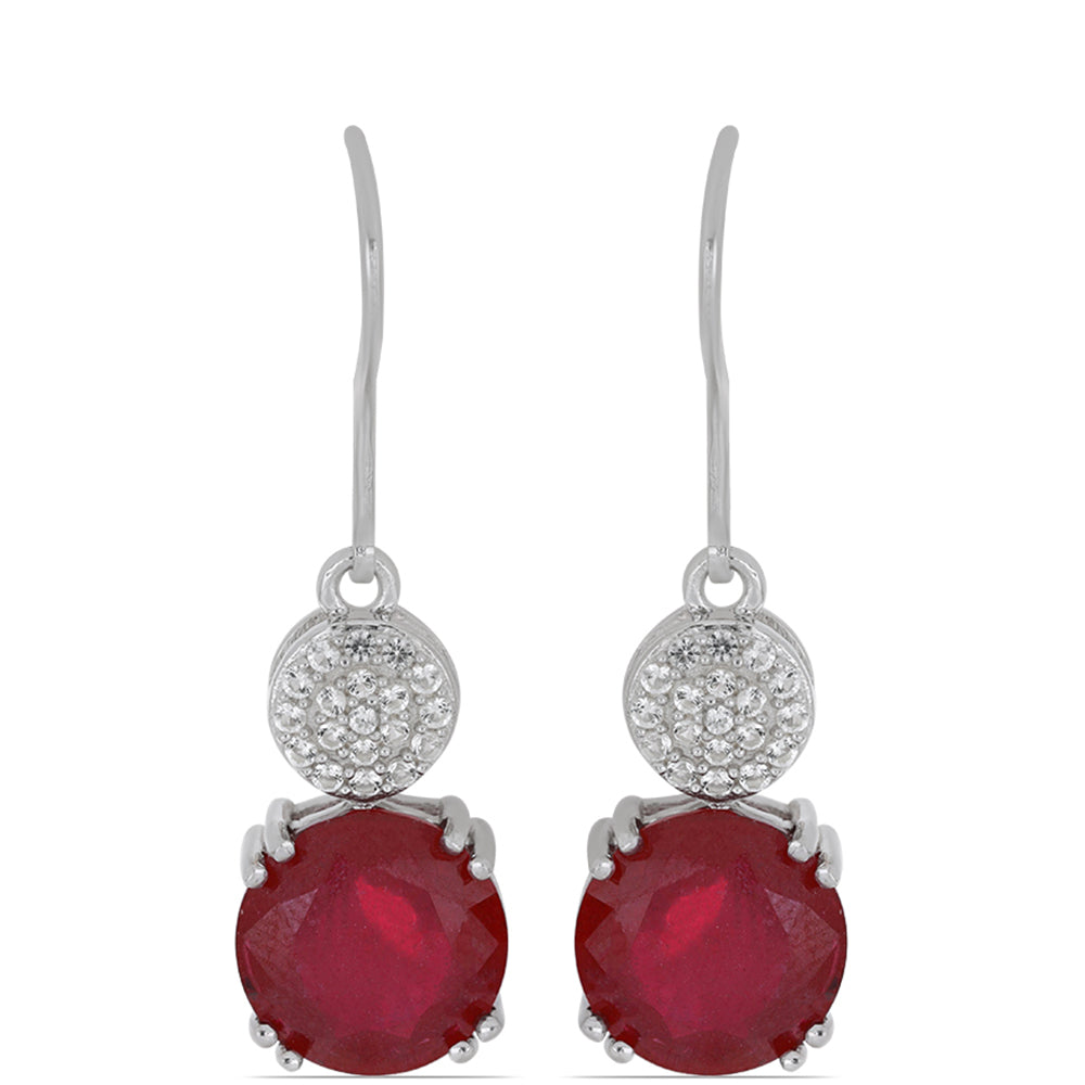 Silberohrringe mit Rubin aus Madagaskar und weißem Topas