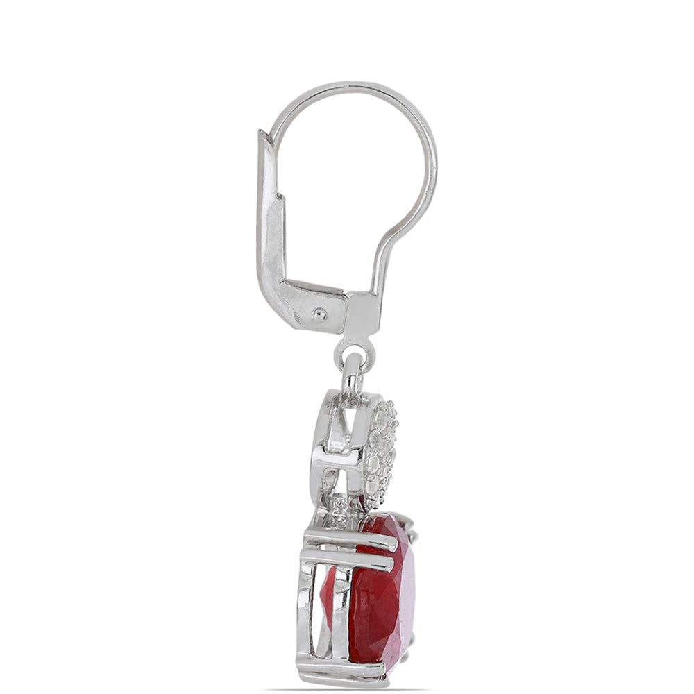 Silberohrringe mit Rubin aus Madagaskar und weißem Topas 2