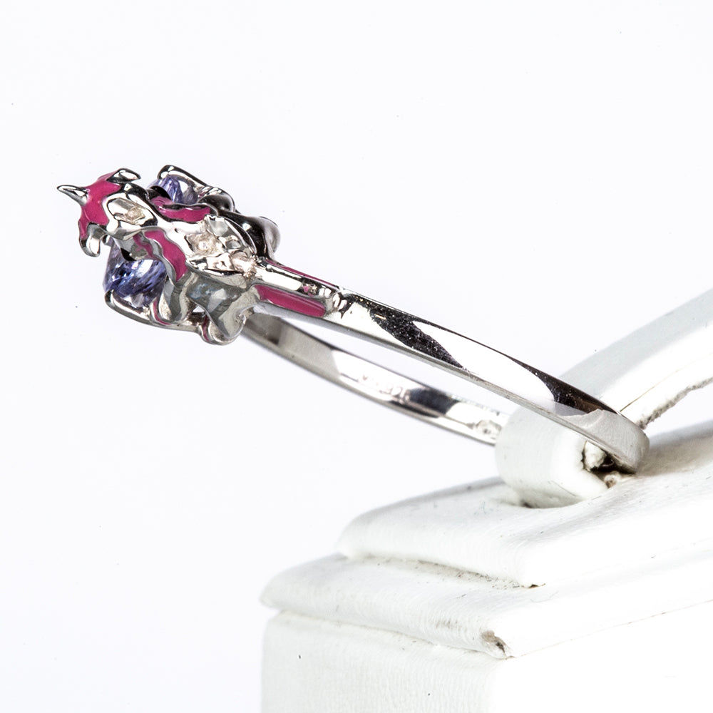 Silberring mit Tansanit und weißem Diamant