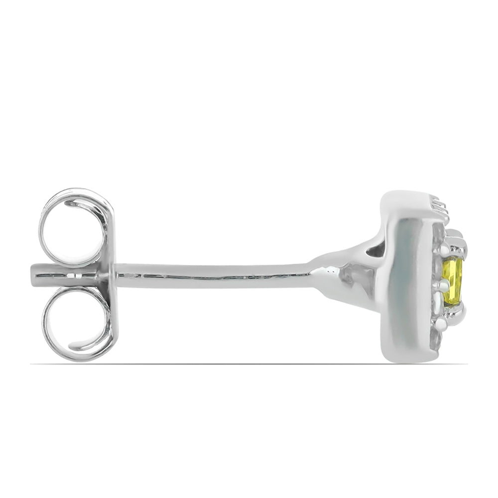 Silberohrringe mit gelbem Diamant und weißem Zirkon