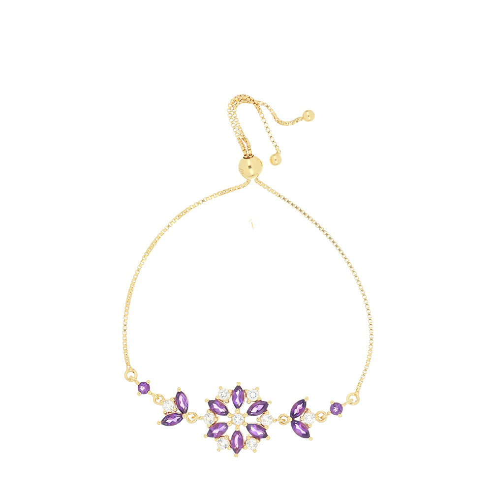 Goldplattiertes Silberarmband mit sambischem Amethyst und weißem Topas