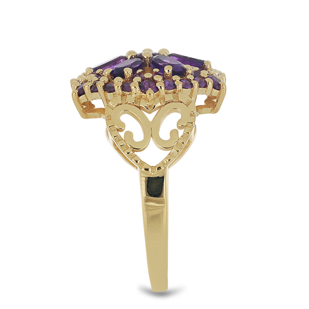 Goldplattierter Silberring mit sambischem Amethyst