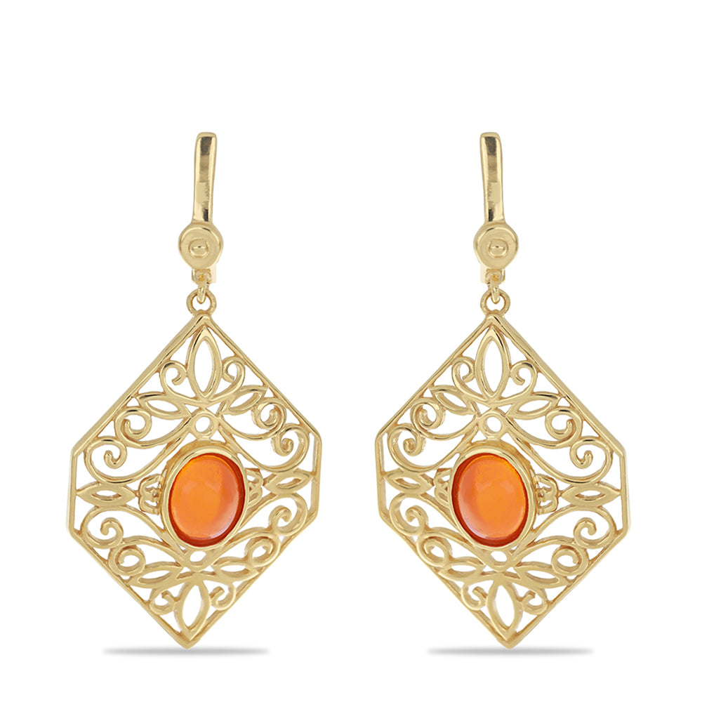 Goldplattierte Silberohrringe mit orangefarbenem Opal aus Lega Dembi 1