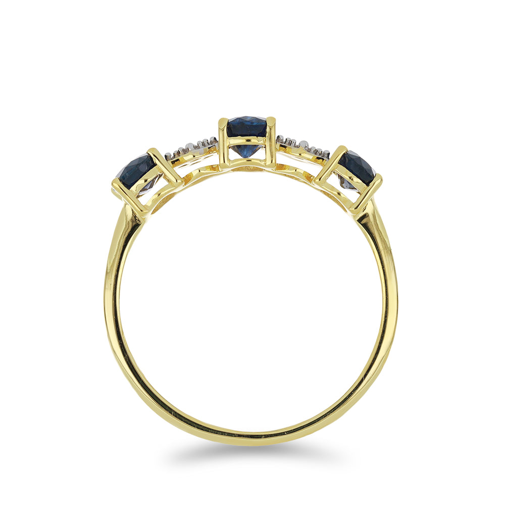 Goldring mit Thai Saphir und natürlichem weißem Zirkon 2