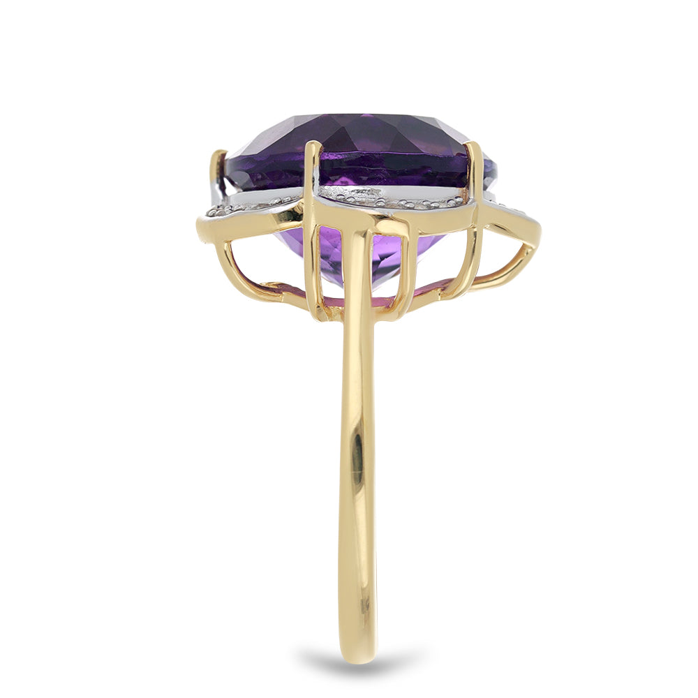 Goldplattierter Silberring mit sambischem Amethyst und weißem Topas