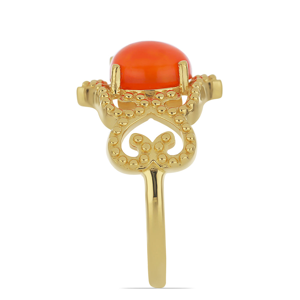 Goldplattierter Silberring mit orangefarbenem Opal aus Lega Dembi