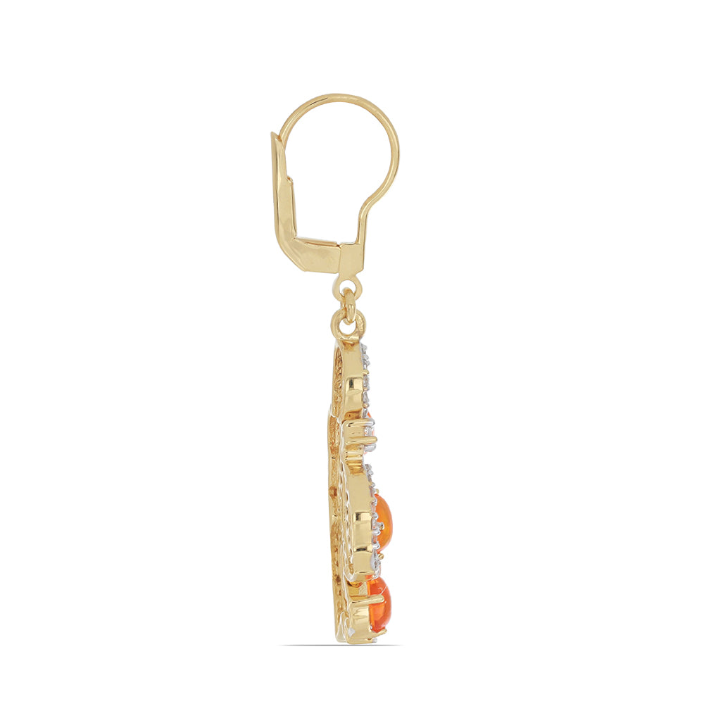 Goldplattierte Silberohrringe mit orangefarbenem Opal aus Lega Dembi und weißem Topas 2